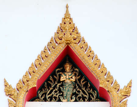 Decoration on door, Charor temple Nonthaburi Thailandの写真素材