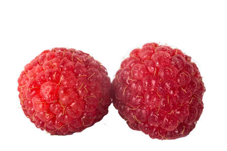 Raspberries with waterdrops isolated on white background