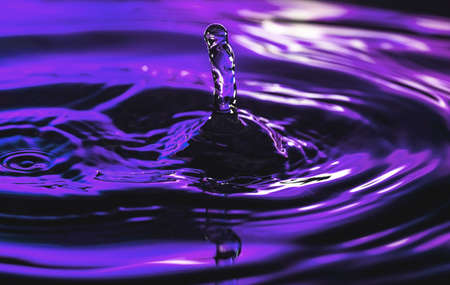 Water drop on purple background. Macro shotの写真素材