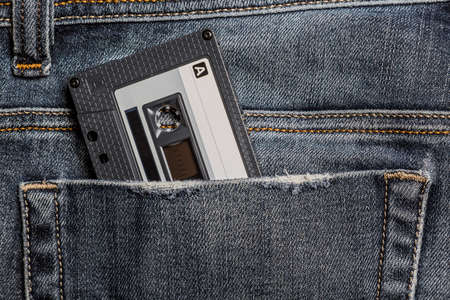 Audio Tape Cassette in the Jeans Pocket.の写真素材
