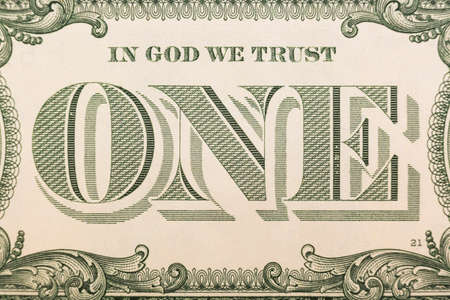 In God we trust - banknote one dollar close-up.の写真素材