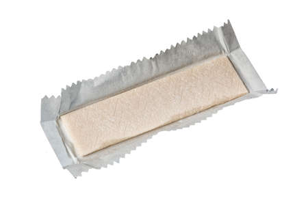 Chewing gum in wrapper isolated on white background.の写真素材