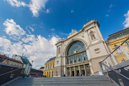 BUDAPEST, HUNGARY - MAY 2017: Budapest Keleti railway station. Hungarian: Budapest Keleti palyaudvar opened in 1884.のeditorial素材