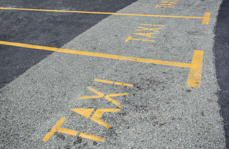 Yellow sign Taxi station on the asphalt road street.の写真素材