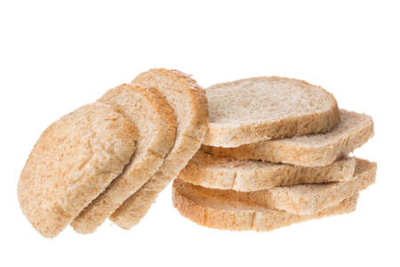 Tasty sliced fresh bread pieces isolated on white background