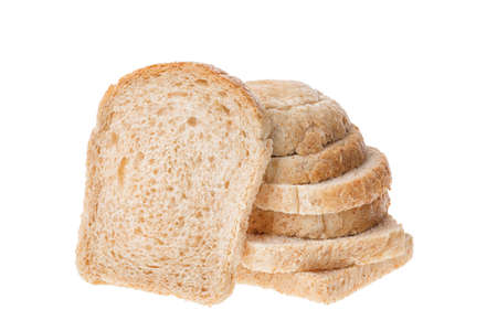 Tasty sliced fresh bread pieces isolated on white background