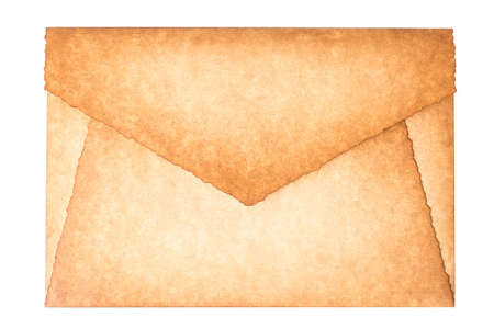 Old vintage burned envelope letter isolated on a white background.の写真素材