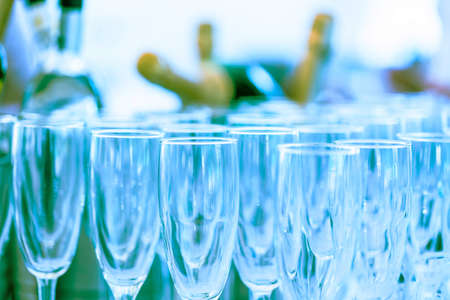 Glasses for the champagne sparkling wine. Celebration party conceptの写真素材