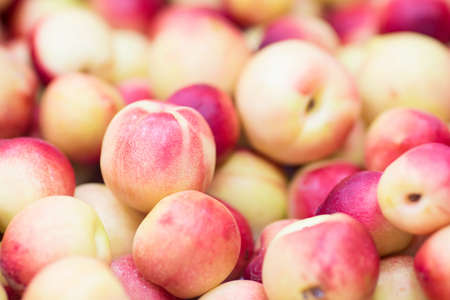 Peaches nectarines close up as a fruit background.の写真素材