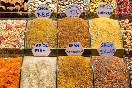 Spices and tea on the Egyptian market in Istanbul, Turkey