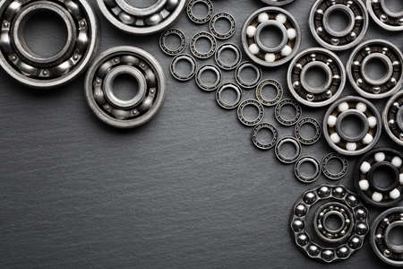 Frame of various ball bearings with free space. Technology and machinery industrial backgroundの写真素材