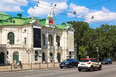 Riga, Latvia - July, 2018: National theater in the center of Riga Old Town, capital of Latvia during summer sunny day. Riga is the largest city of the Baltic states.のeditorial素材
