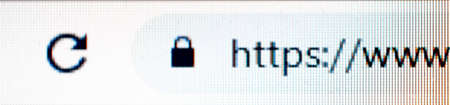 Internet security concept. SSL Https and lock symbol in computer browser on computer or laptop...