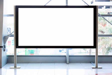 Advertisement mockup. Blank empty billboard inside a shopping mall or metro underground in Dubai, UAEの写真素材
