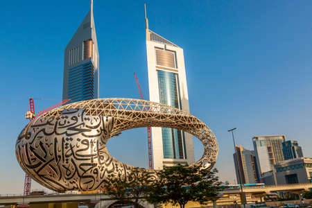 Dubai, United Arab Emirates - August, 2019: Modern architecture near Sheikh Zayed road in DUbai, UAEのeditorial素材