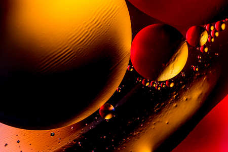 Space or planets universe cosmic abstract background. Abstract molecule structure. Water bubbles. Macro shot of air or molecule. Abstract space backgroundの写真素材