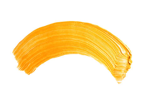 Gold yellow brush stroke isolated on white background. Gold abstract stroke. Colorful watercolor brush strokeの写真素材