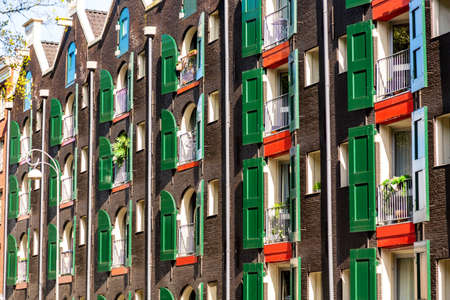 Old colorful house in Amsterdam, Netherlands.の写真素材