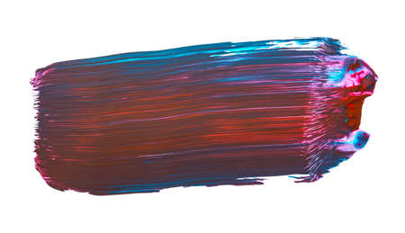Mixed red and blue brush stroke isolated on white background. Abstract colorful watercolor brush strokeの写真素材