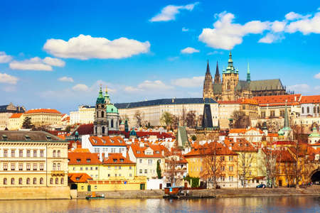 Prague Castle and Mala Strana district during summer sunny day in Prague, Czech Republic
