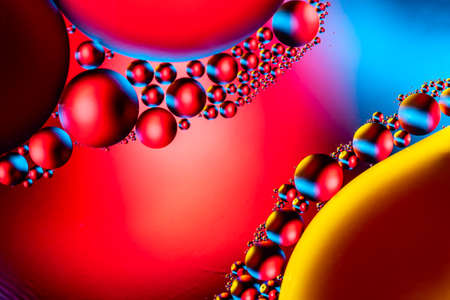 Biology, physics or chemistry abstract background. Space or planets universe cosmic pattern. Abstract molecule atom structure. Water bubbles. Macro shot of air or moleculeの写真素材