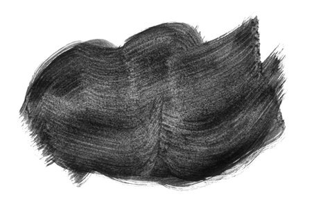Black abstract aquarel watercolor stain background isolated on white. Black acrylic watercolor brush strokes.の写真素材