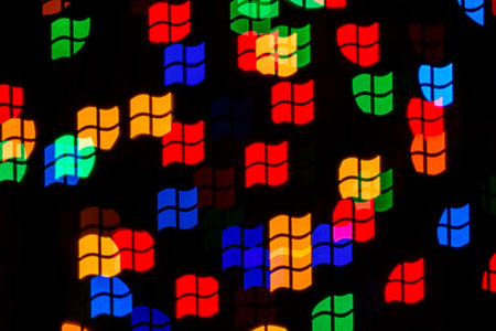 Moscow, Russia - January, 2021: Retro logo of Microsoft Windows operation system abstract bokeh backgroundのeditorial素材
