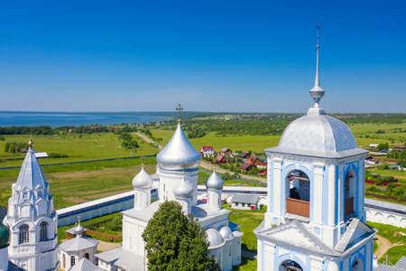 Aerial drone view of Nikitskiy monastery in Pereslavl Zalessky, Yaroslavl Region, Russia. Summer sunny day. Touristic Golden ring of Russia.の写真素材