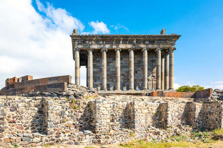 Hellenistic ancient pagan Garni temple in Armenia. Sunny day.のeditorial素材
