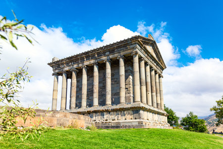 Hellenistic ancient pagan Garni temple in Armenia. Sunny day.のeditorial素材