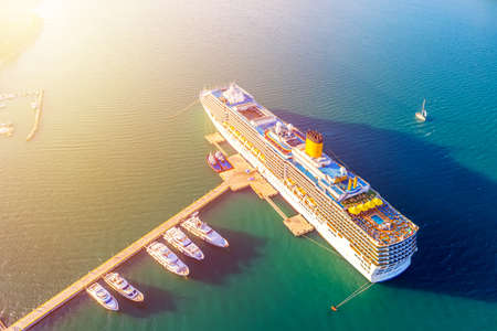 Big cruise liner ship near the pier. Argostoli, Kefalonia island, Greece. Travel conceptのeditorial素材