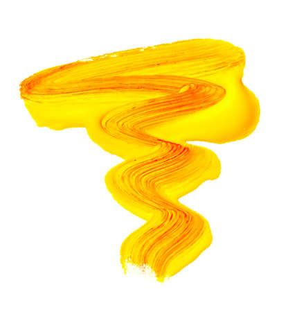 Orange yellow brush stroke isolated on white background. Orange abstract stroke. Colorful oil paint brush strokeの写真素材