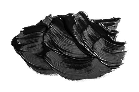 Black brush stroke isolated on white background. Oil paint abstract stroke. Watercolor brush stroke. Design mockup.の写真素材