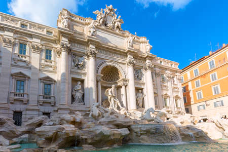 Famous landmark fountain di Trevi in Rome, Italy during summer sunny dayの写真素材