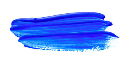 Blue brush stroke isolated on white background. Blue abstract stroke. Colorful watercolor brush strokeの写真素材