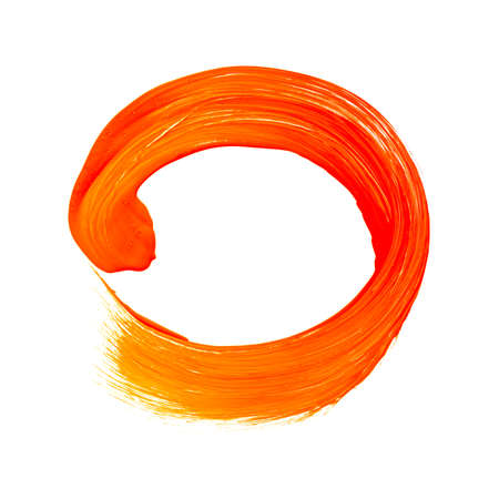 Orange yellow brush stroke isolated on white background. Orange abstract stroke. colorful oil paint brush strokeの写真素材
