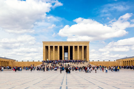 Ankara, Turkey - May, 2022: A lot of people visiting Anitkabir Mausoleum of Turkish leader Mustafa Kemal Ataturk during sunny day.のeditorial素材