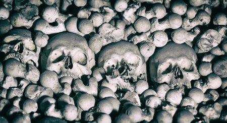 Human bones and skulls as a background.の写真素材