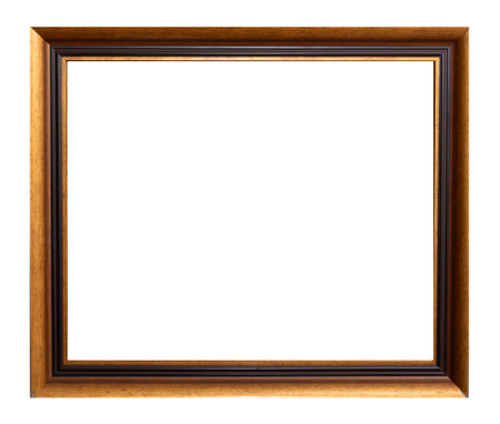 Vintage old retro wooden rectangular frame isolated on white background.の写真素材
