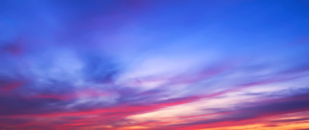 Background of beautiful vivid colorful sky. Abstract nature background. Dramatic pink, purple and...