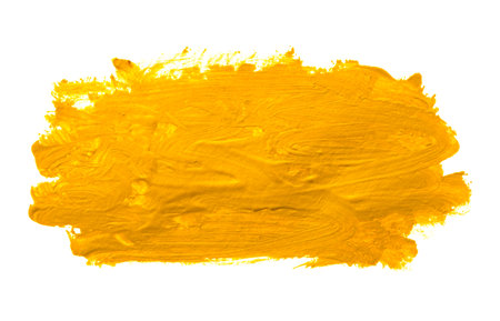 Orange yellow brush stroke isolated on white background. Orange abstract stroke. Colorful watercolor brush strokeの写真素材