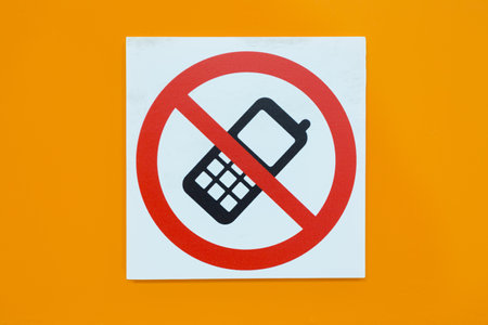 Mobile cell phones are prohibited sign.の写真素材