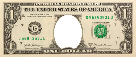 One american dollar background with blank empty portrait of George Washington. Finance mockup template.の写真素材