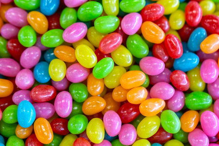 Jelly beans colorful background. Marmalade sweet candies close up macro food background.の写真素材