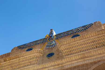 Zoroastrian temple in Yazd, Iran during summer sunny day.の写真素材