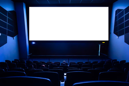 People in the cinema watching a movieの写真素材