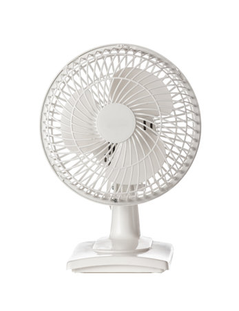 White table fan isolated on white backgroundの写真素材