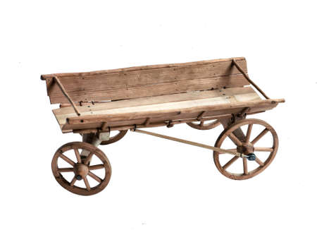 Toy cart made of woodの写真素材