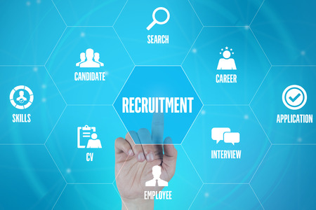 RECRUITMENT TECHNOLOGY COMMUNICATION TOUCHSCREEN FUTURISTIC CONCEPTの写真素材