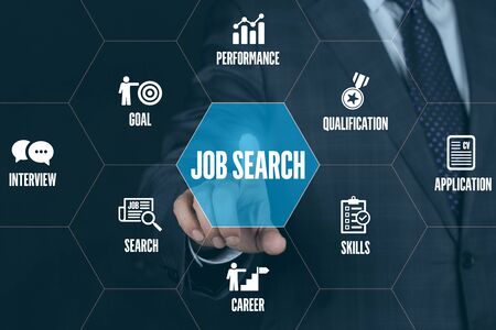 JOB SEARCH TECHNOLOGY COMMUNICATION TOUCHSCREEN FUTURISTIC CONCEPTの写真素材